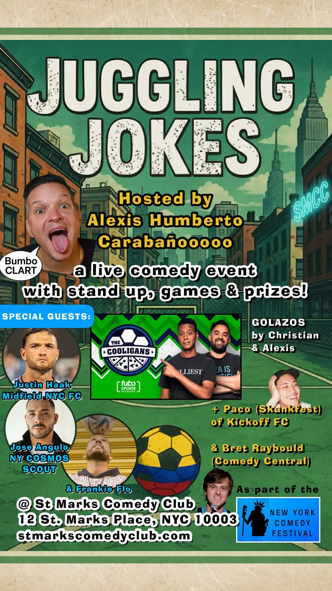 Alexis Carabano presents: Soccer themed LIVE Stand Up Comedy in lower Manhattan