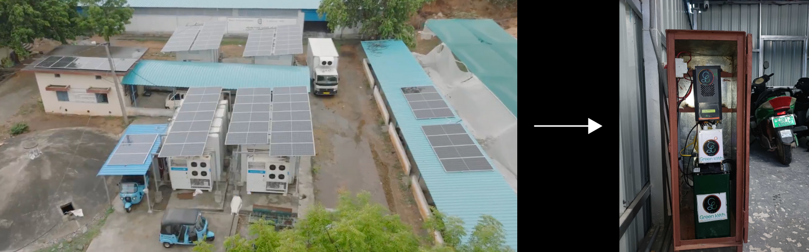 GreenkWh stores energy from solar panels into batteries.