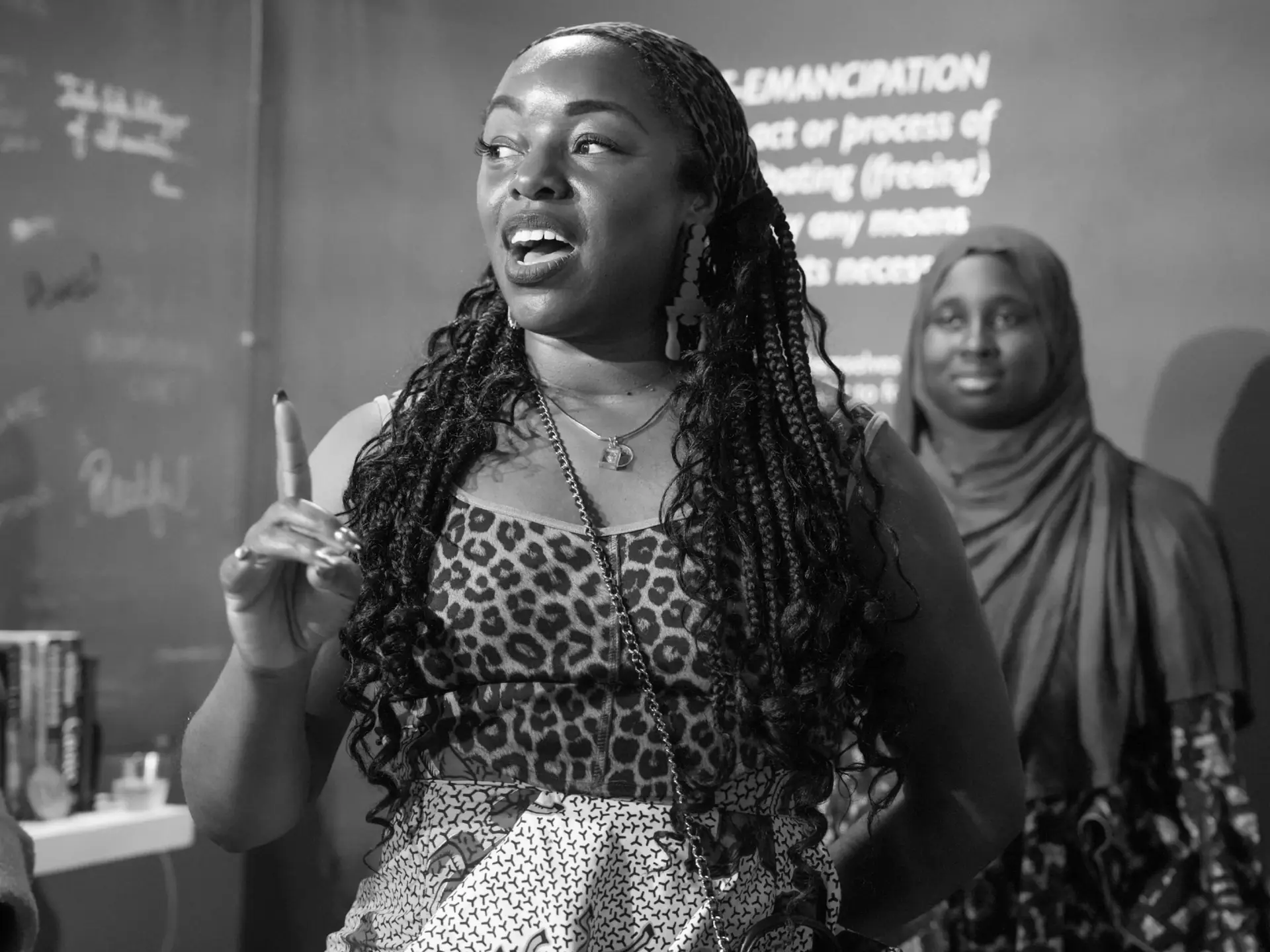 Sharayna Christmas, founder of Muse 360 and New Generation Scholars, at the opening reception of "Take + Maintain" at the Black Artist Research Space