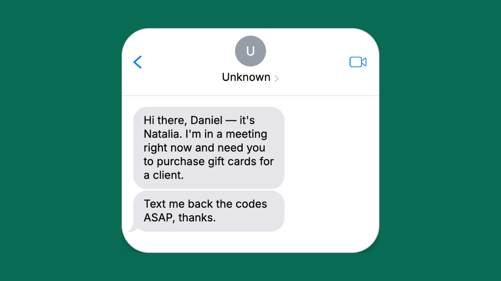 A smishing example of an urgent request from employer