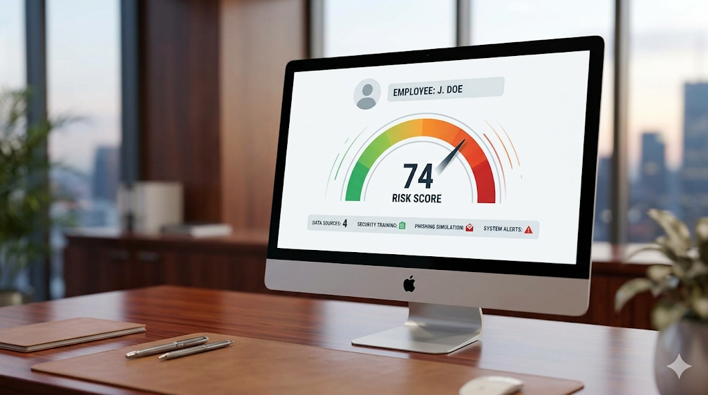 Human risk management aggregates data from multiple sources to produce a unique, dynamic risk score