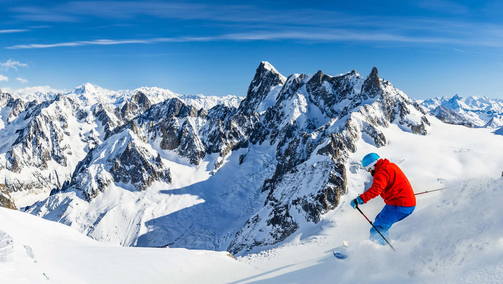 Image d'un skieur en action, destinée au comité de ski du Mont-Blanc.