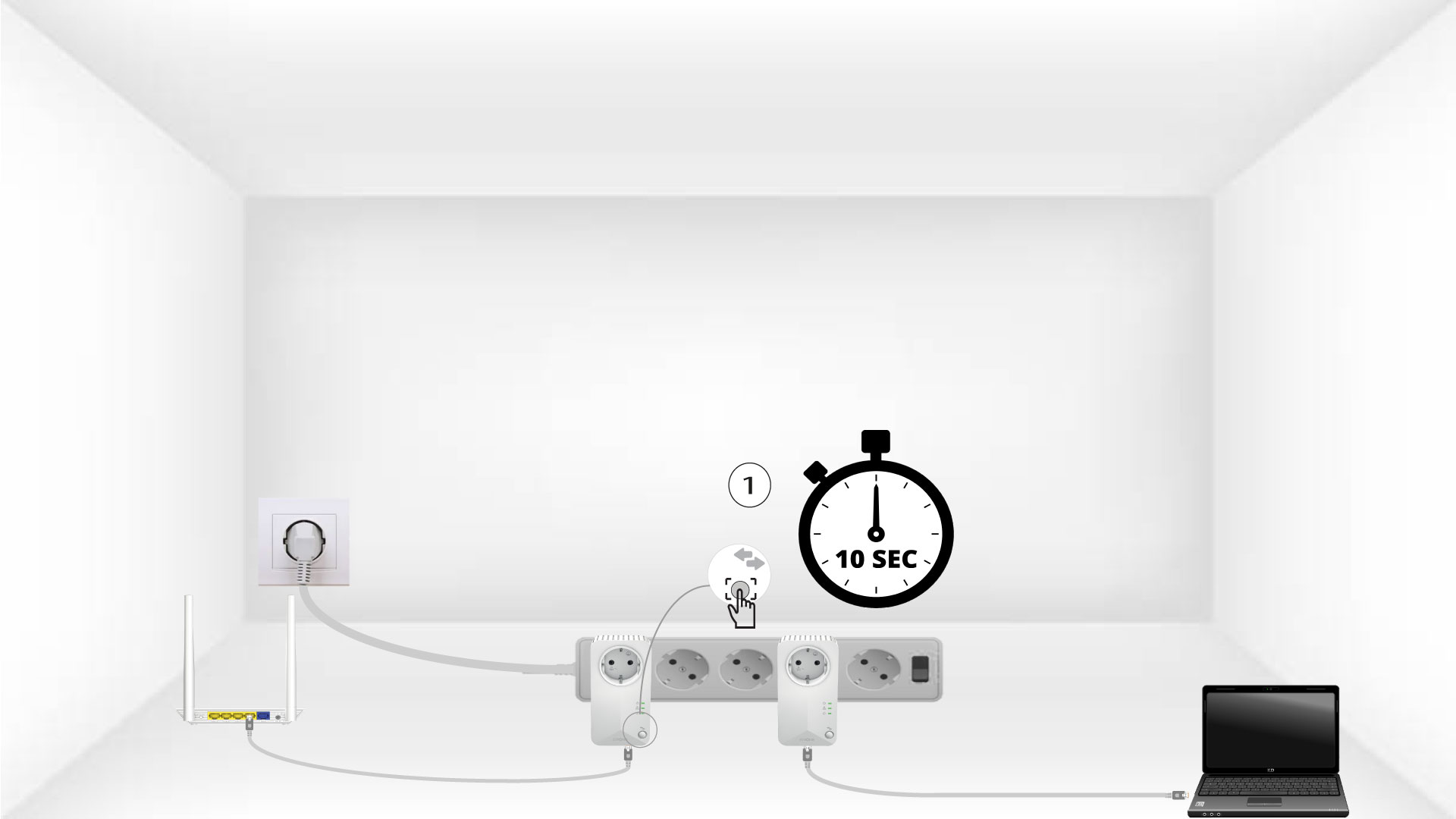 Press the Connect & Secure button on the first adapter