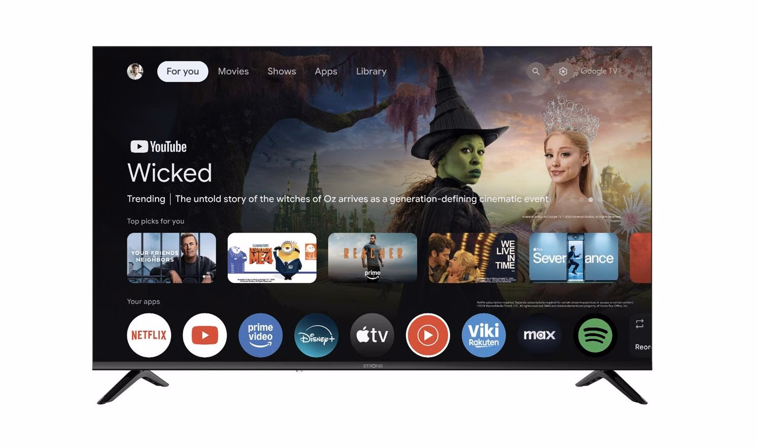 STRONG H777 Google TV home screen