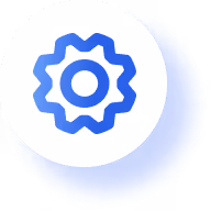 Blue gear icon symbolizing technology transactions, mergers, and acquisitions compliance.