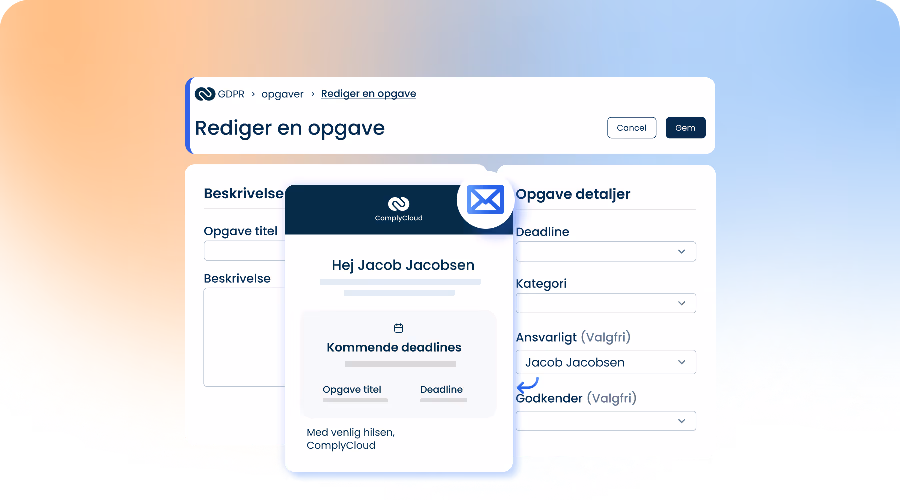 Opgavestyring med automatiske påmindelser og compliance-notifikationer