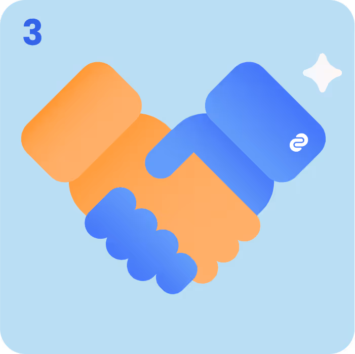 Graphic of two hands shaking representing trust and collaboration
