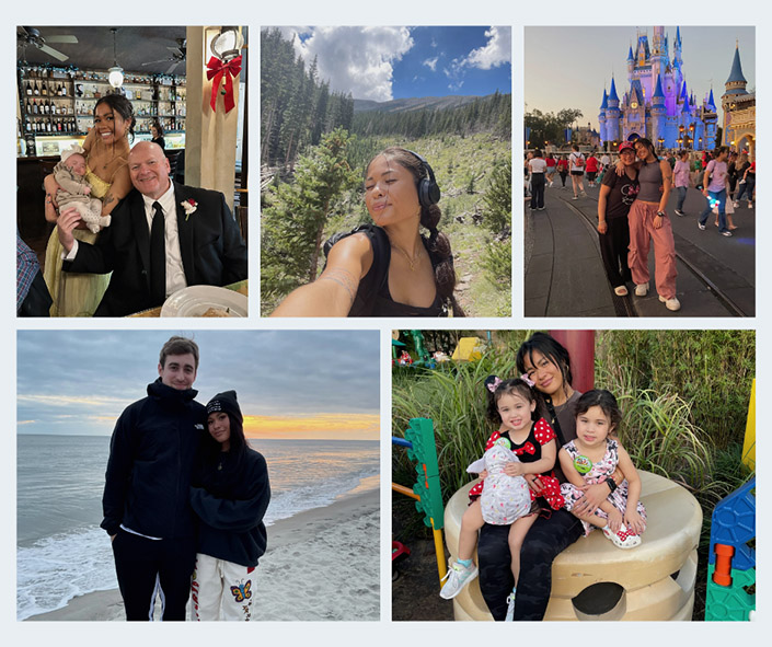 Collage of Sarah Flint and family