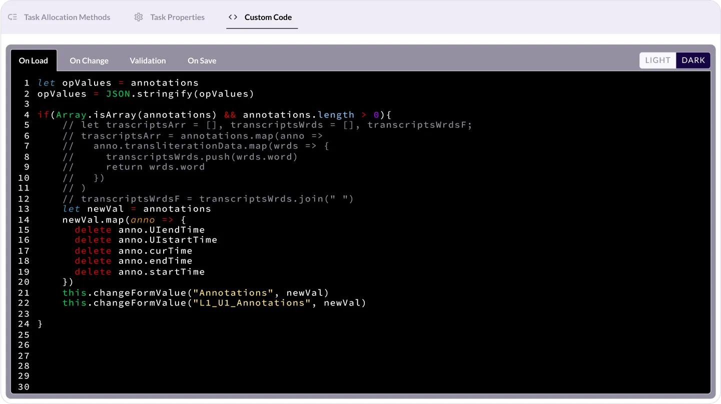 custom code