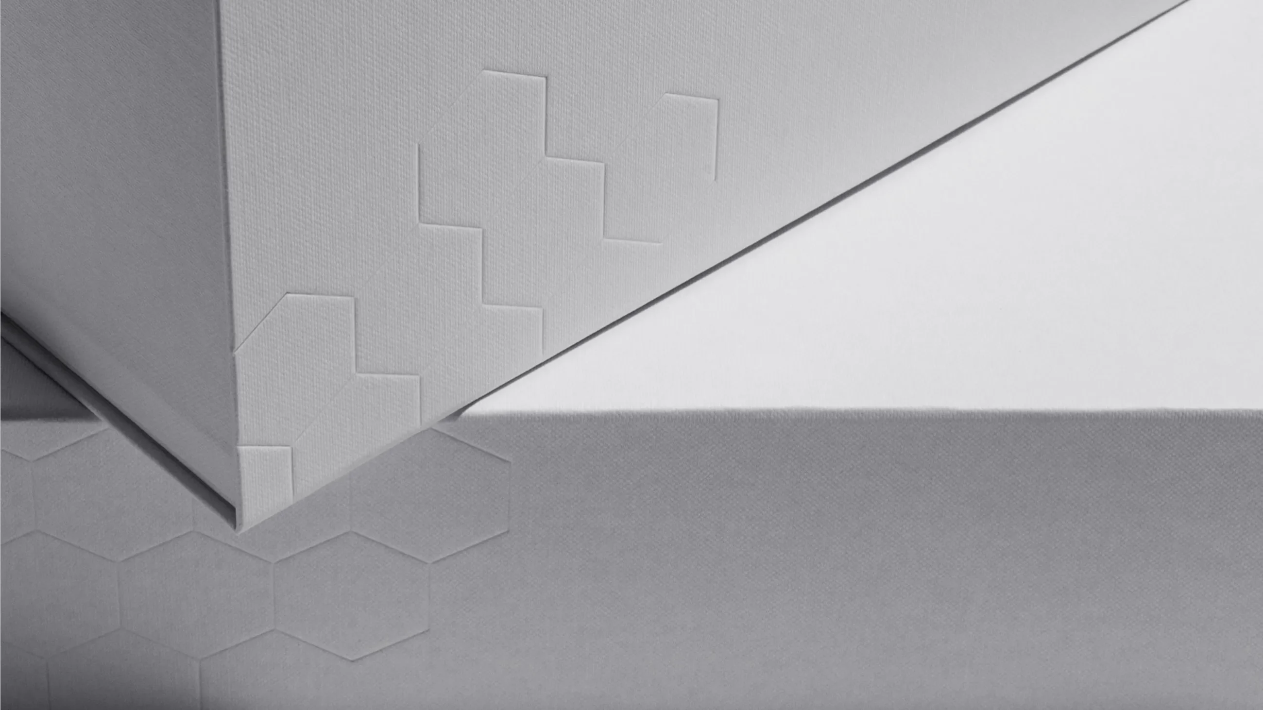 Close-up of embossed hexagon pattern on premium i-dental packaging case manufactured by Bigso, highlighting textured luxury finish for dental products.