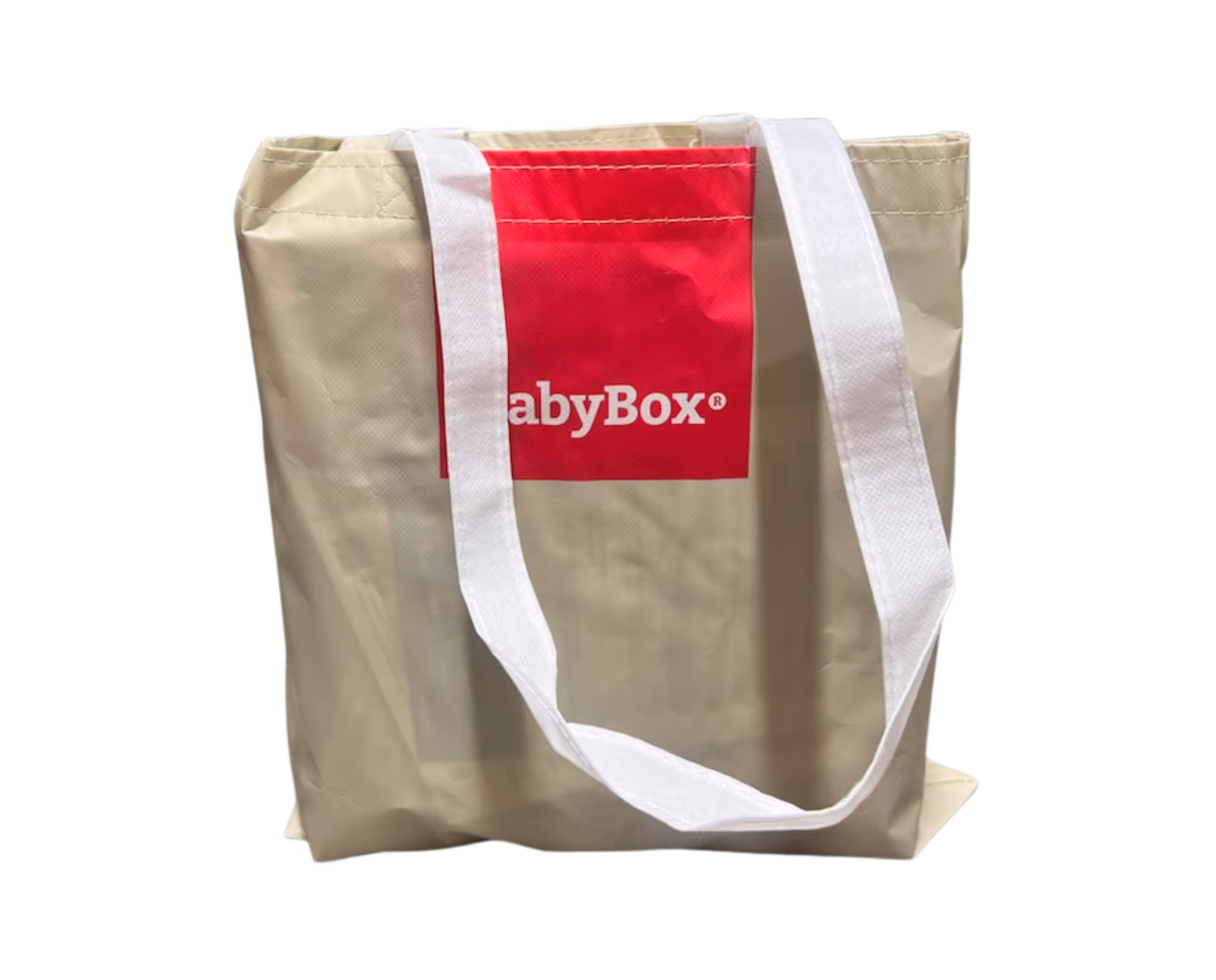Latentarvike’s Babybox bag filled with newborn essentials, packed in a white box.