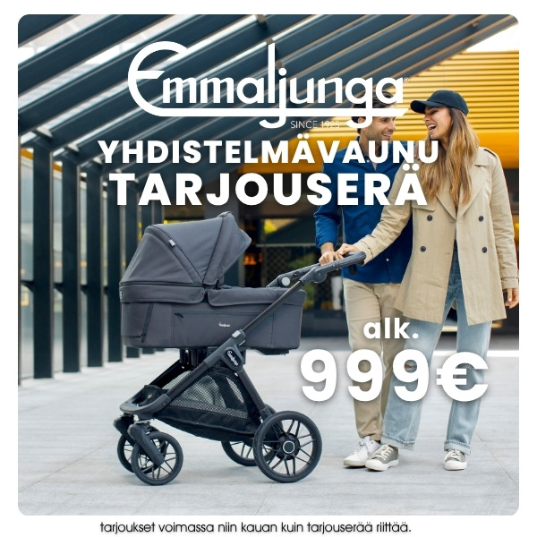 Tarjouserä: Emmaljunga Sento, Sento Pro ja Sento Max yhdistelmävaunut värit Urban Graphite ja Urban Forest nyt väh. -300€. Tarjous voimassa niin kauan kuin tarjouserää riittää.