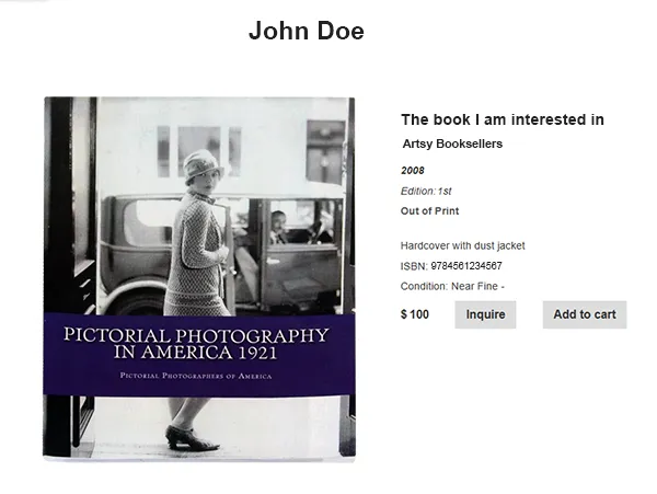 Example of a book's detailed page