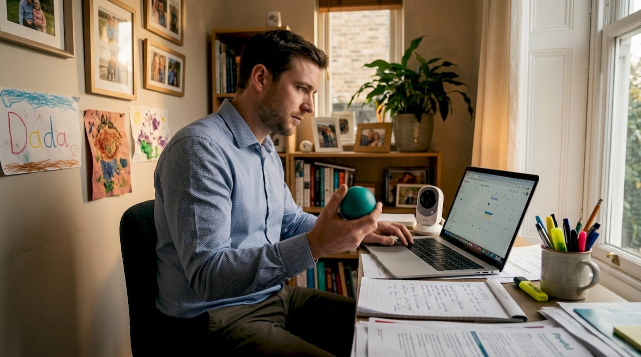 Dad planning flexible return to office workspace