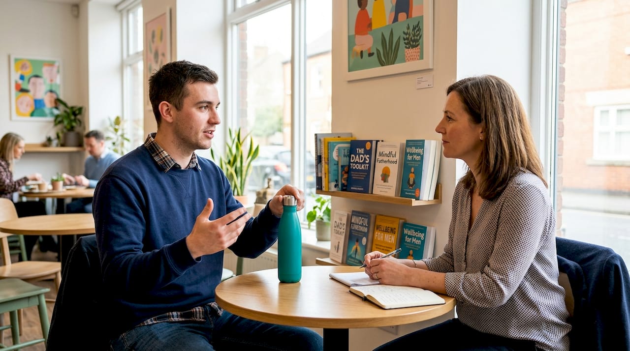 Dad in counselling session at community center