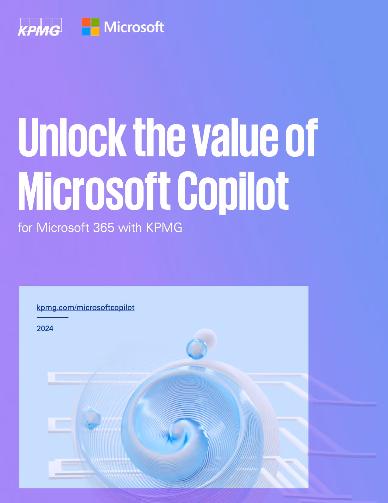 A KPMG and Microsoft ebook cover which reads 'unlock the value of microsoft copilot'