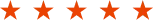 Six orange-red stars arranged horizontally on a white background.