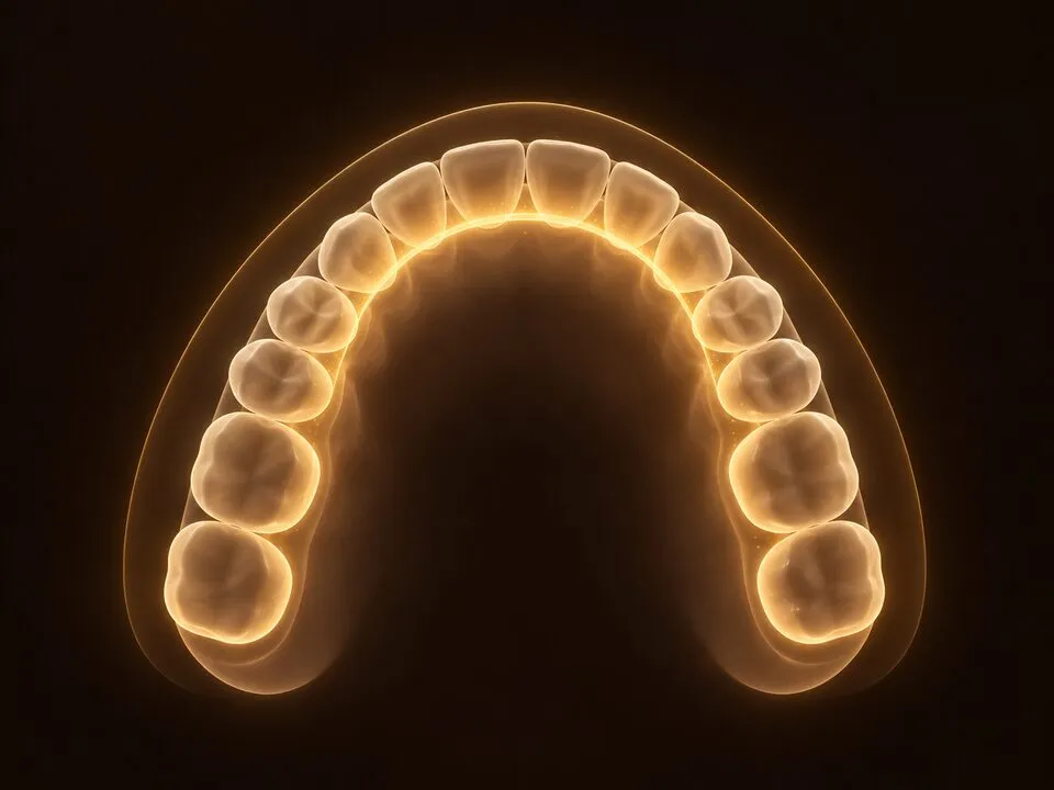 Illustration of an upper dental arch gently widening