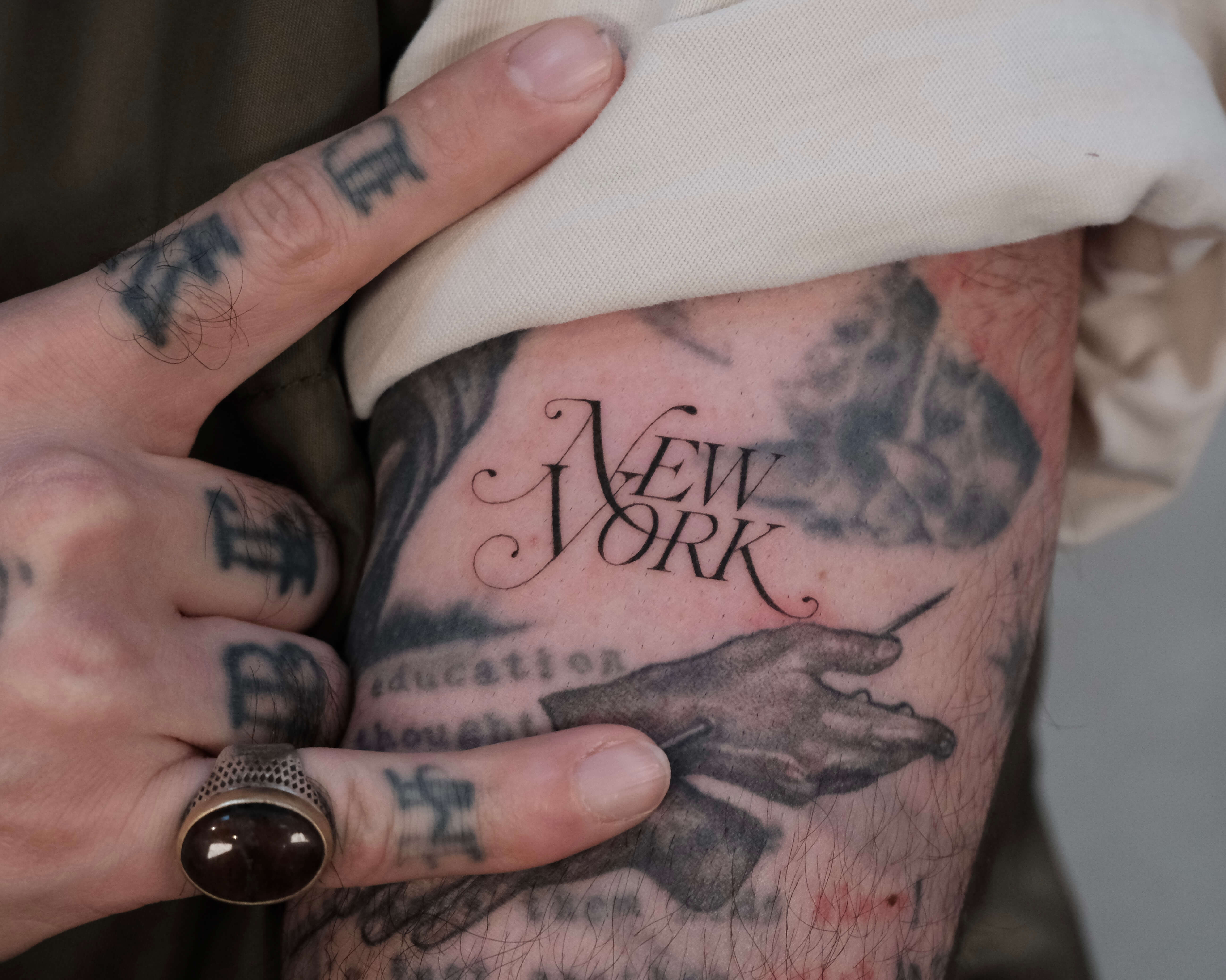 Custom lettering tattoo — Monolith Studio Brooklyn NYC