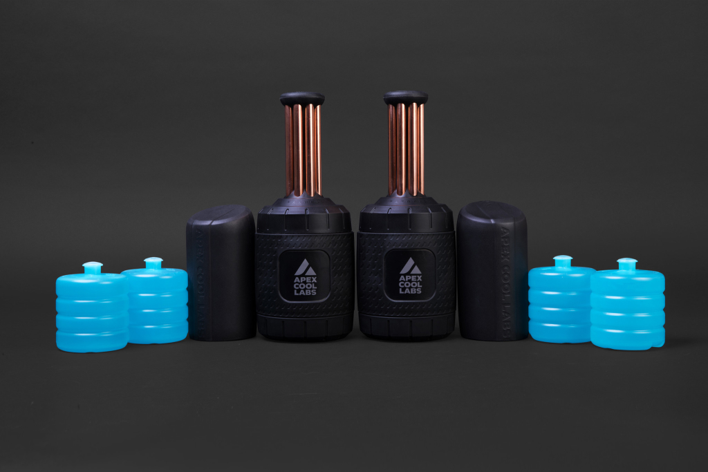 A set of Narwhals includes two palm cooling devices, 4 Cool-not-Cold packs, and two covers