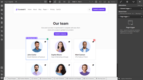 Curated X - Webflow Template And Ui Kit Animations
