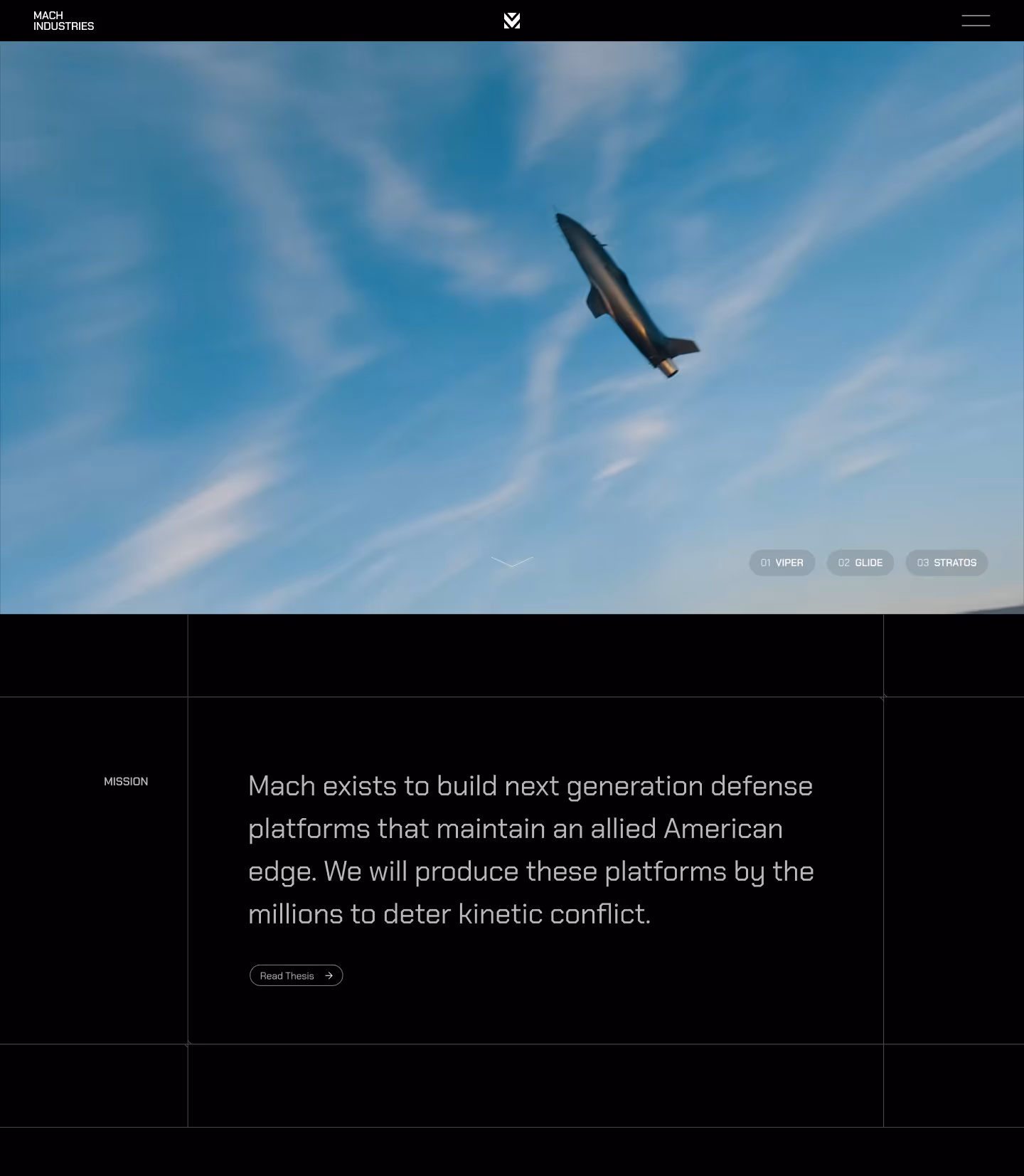 Modern and dark-themed website featuring advanced GSAP animations for a Series B defense manufacturer.