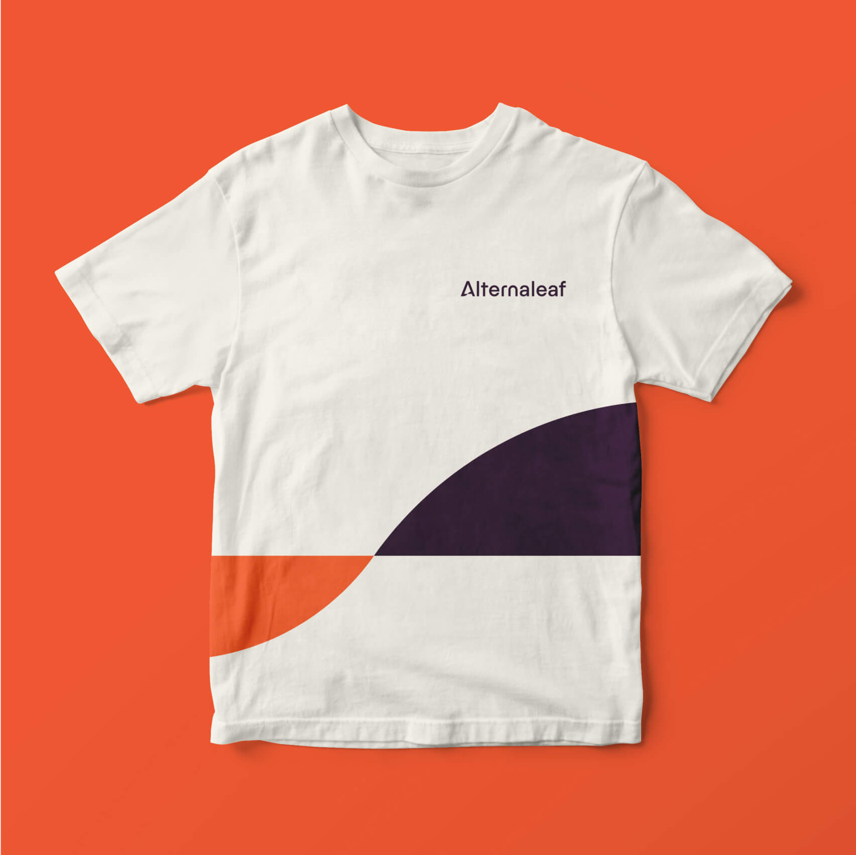 Alternaleaf branded T-shirt on a neutral background, wordmark centred across the chest