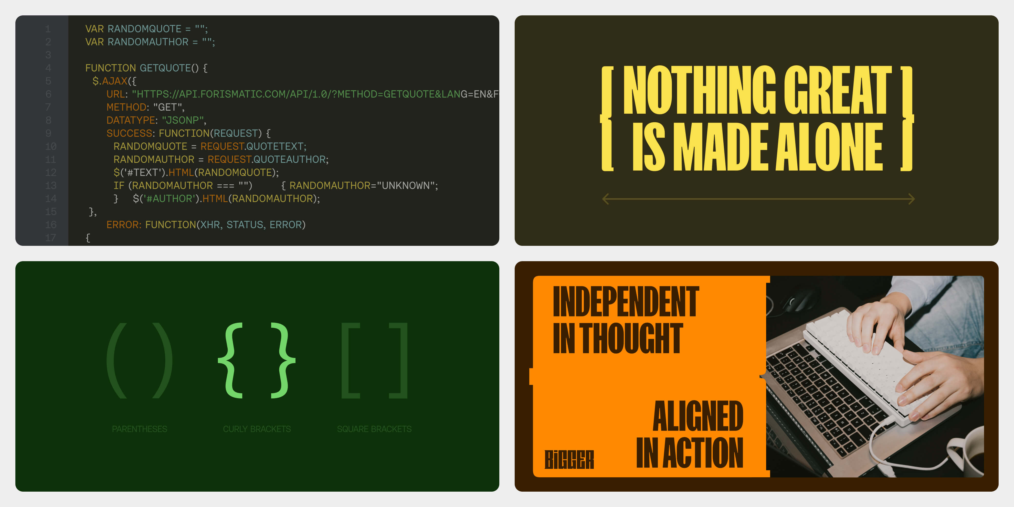 Bigger brand identity system grid showing typography, colour palette and iconography