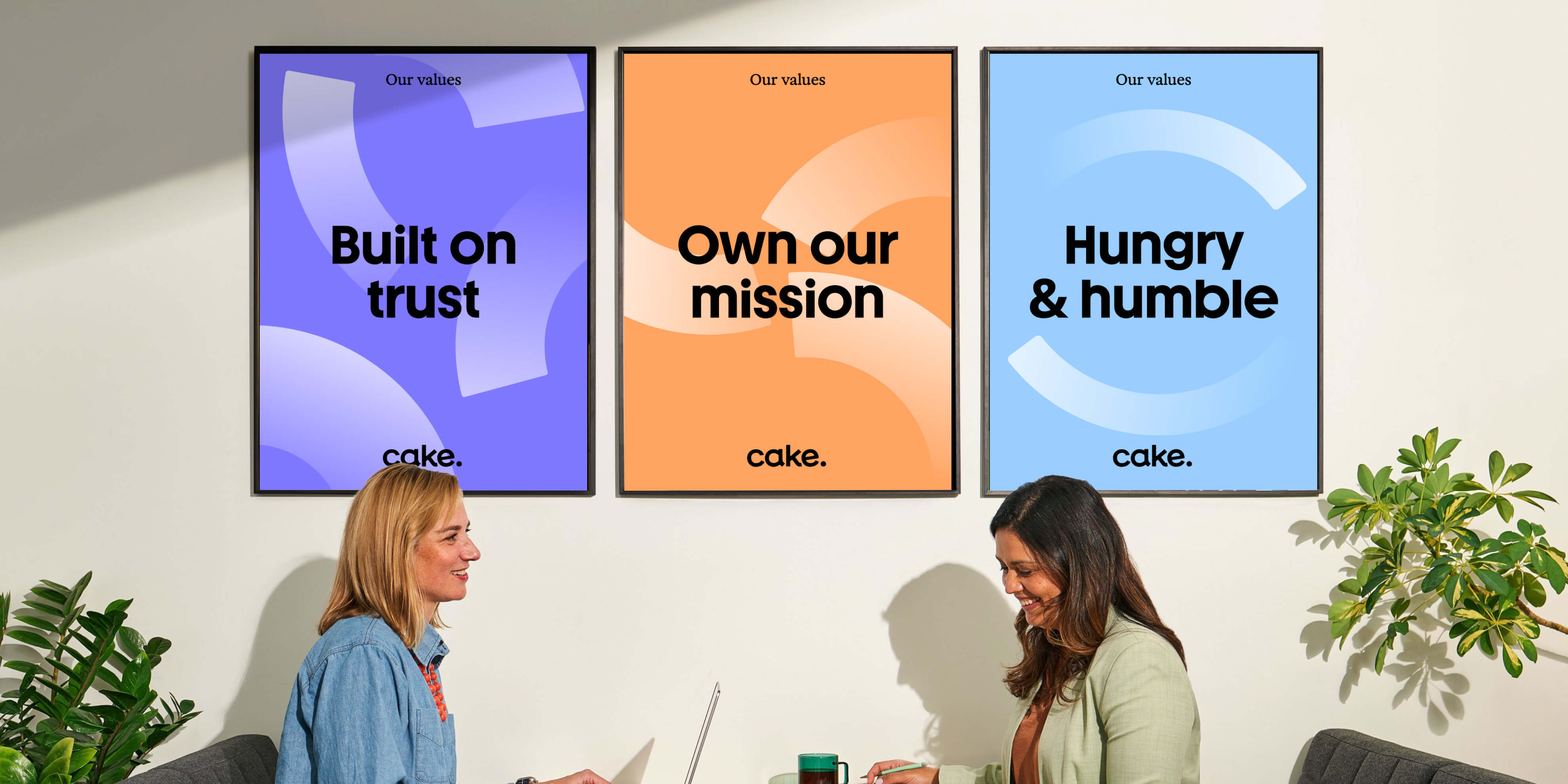 Cake poster set using the flow graphic device and bold typographic layouts