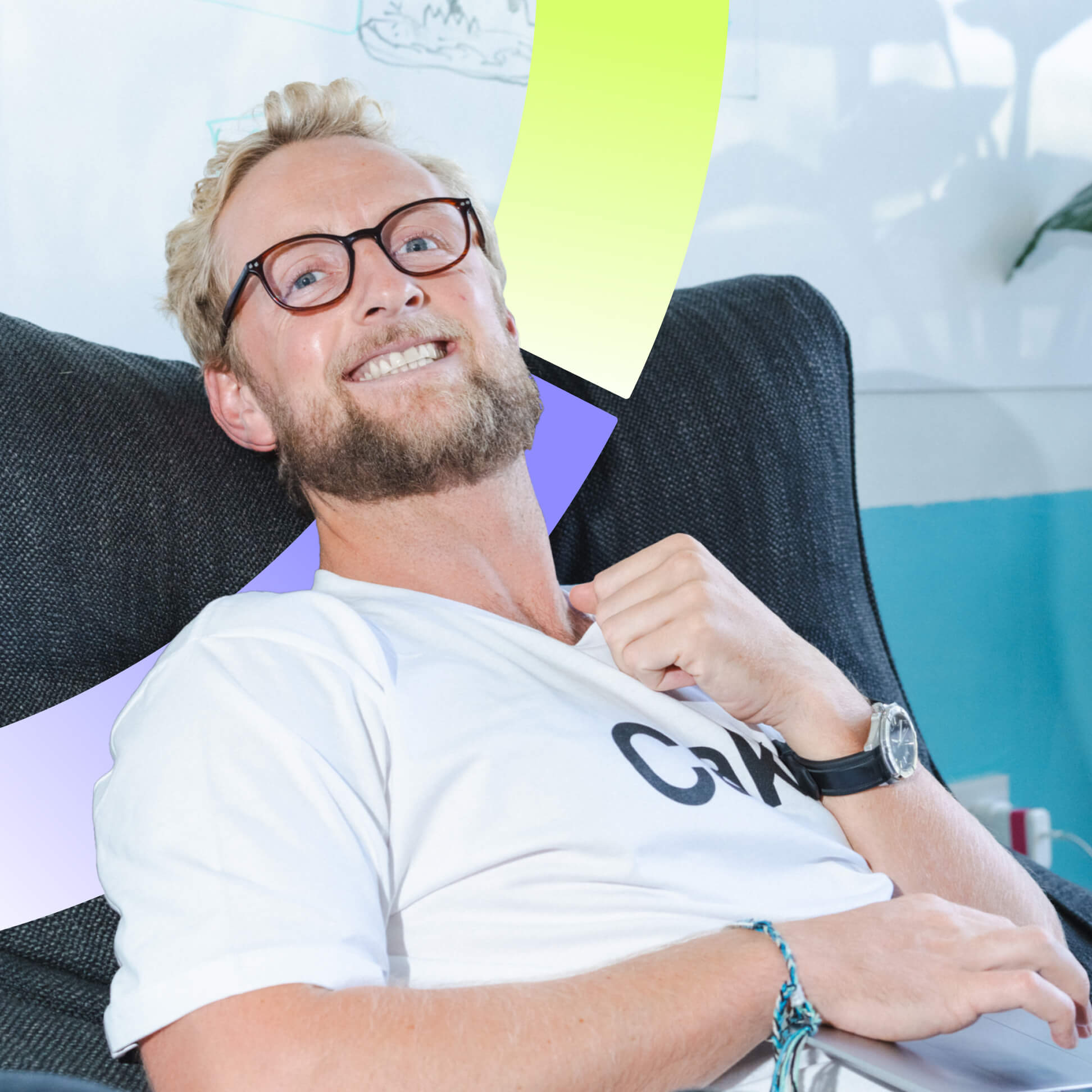 Cake customer portrait photography showing real founders in candid workplace settings