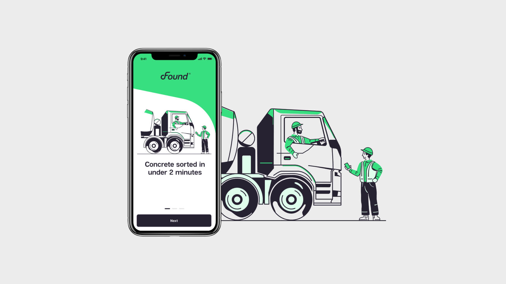 Found custom illustration of tradespeople at work in realistic proportions