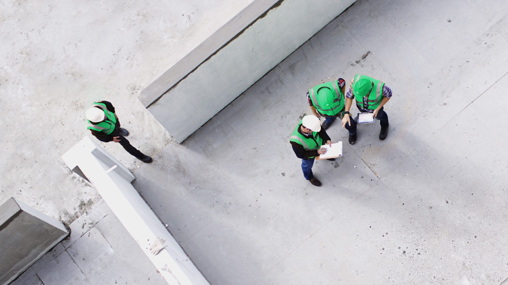 Found monochromatic photograph of construction workers on a residential site