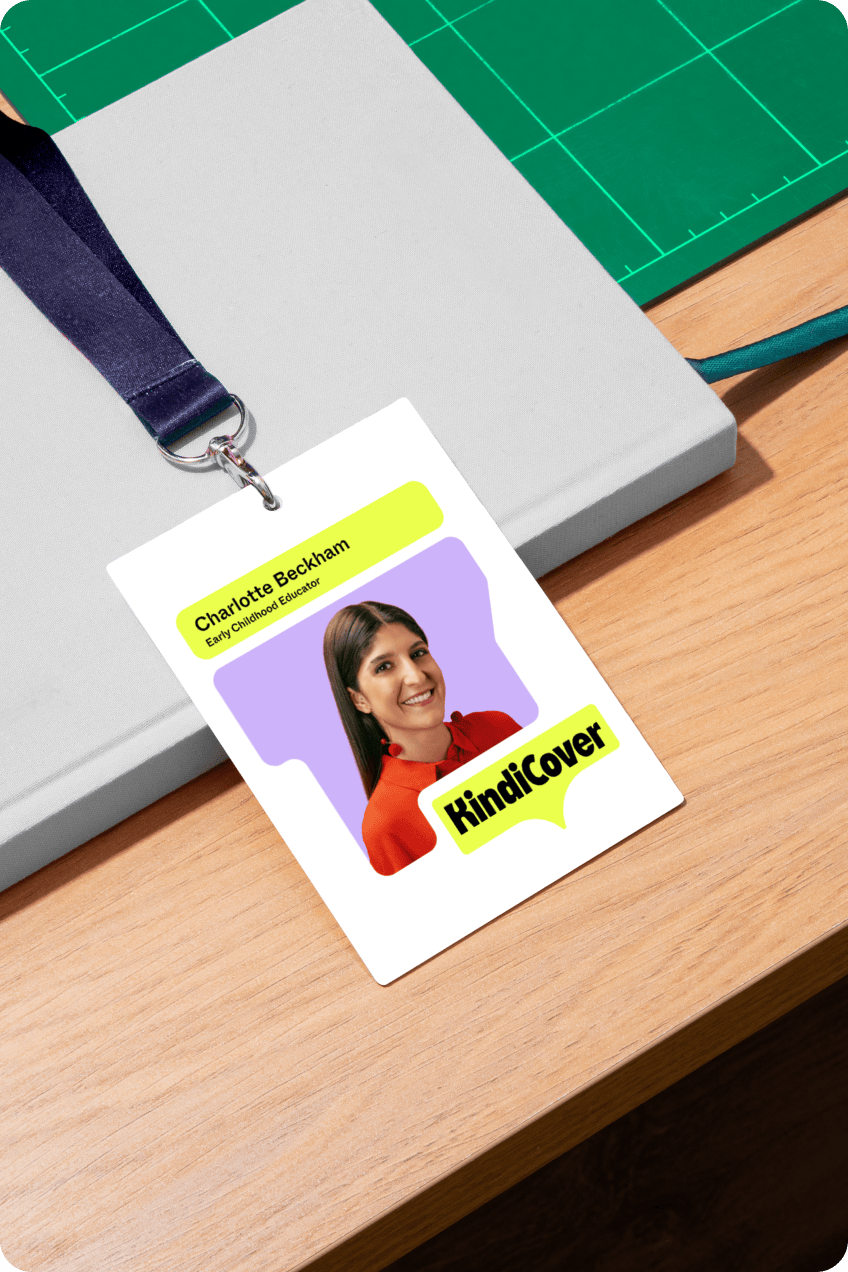 KindiCover brand system asset showing speech-bubble graphic elements in the identity colours
