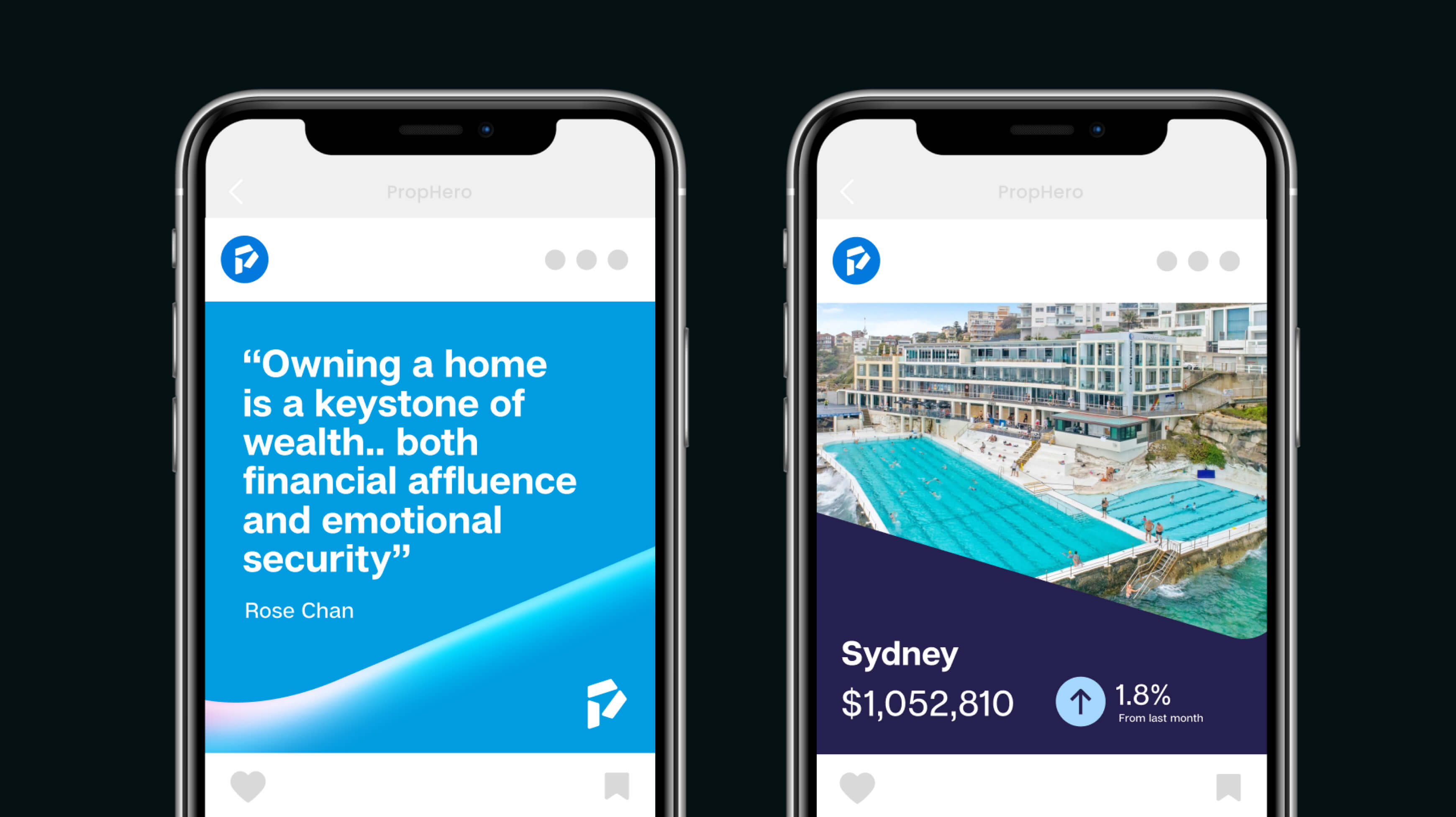 PropHero mobile app landing screen in the refreshed proptech brand identity