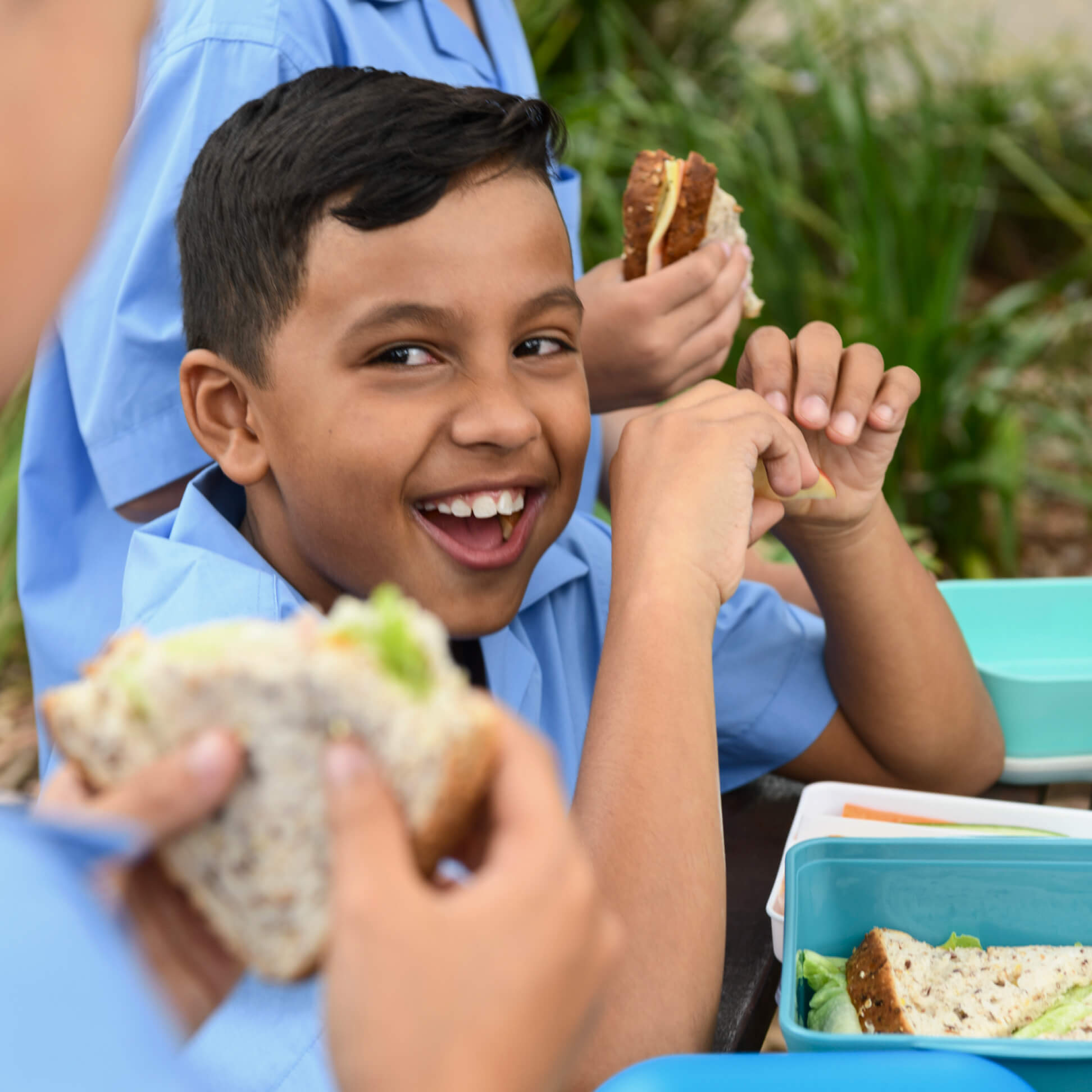 Spriggy Schools app recess screen showing canteen meal ordering interface