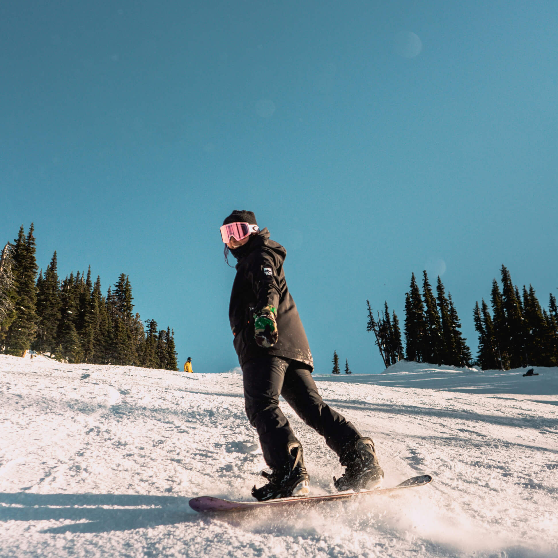 Spriggy SPRK teen app screen showing snowboarding-themed visual for teen audience