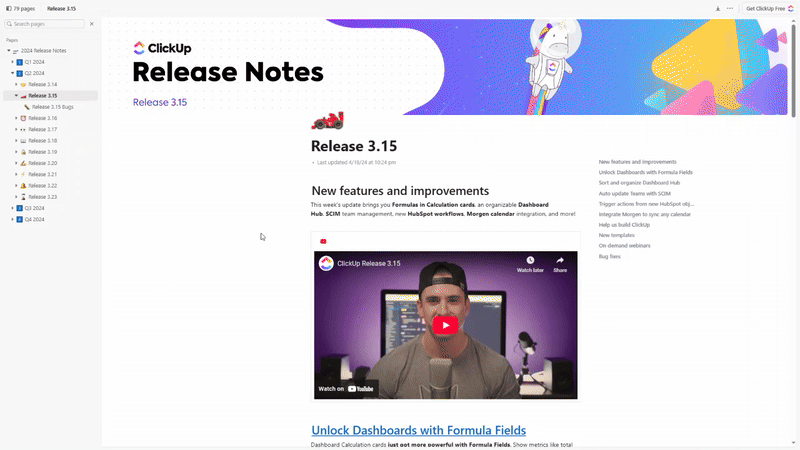 ClickUp Changelog Example