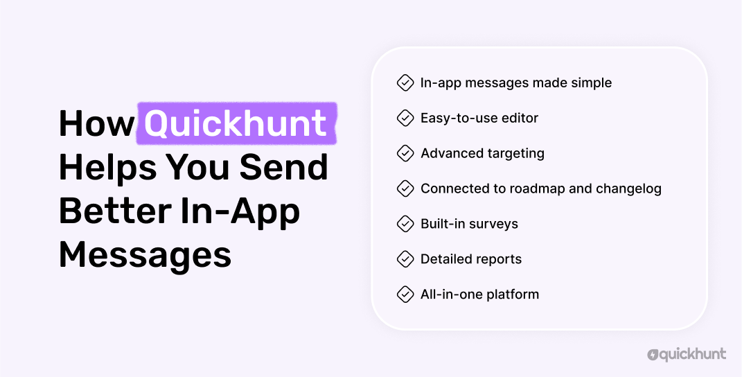 Quickhunt In-App Messages tool