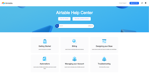 Airtable Help Doc Example