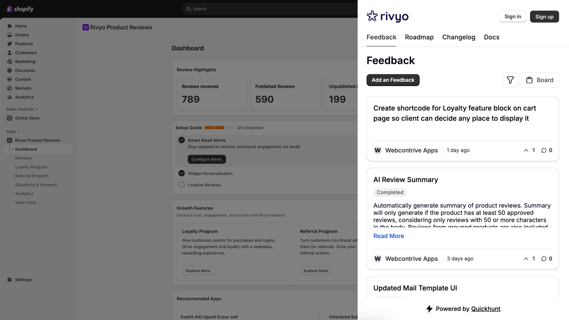 Sidebar polaris feedback widget