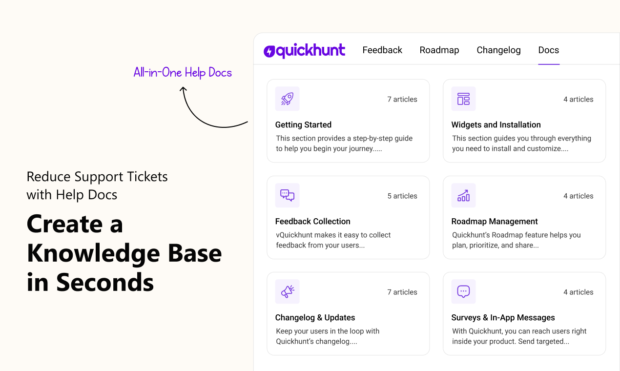 Quickhunt free knowledge base software