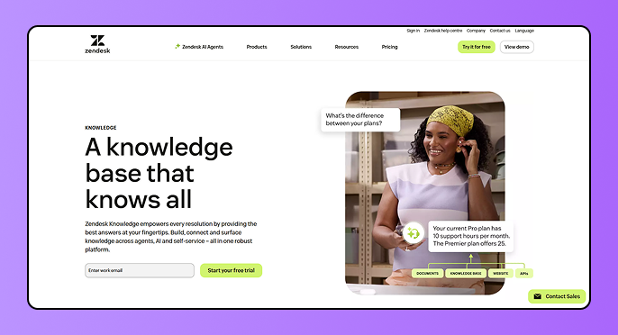 Zendesk free knowledge base software