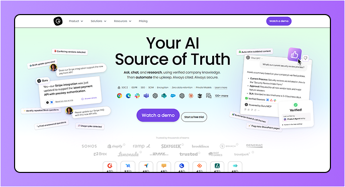 Guru free knowledge base platform
