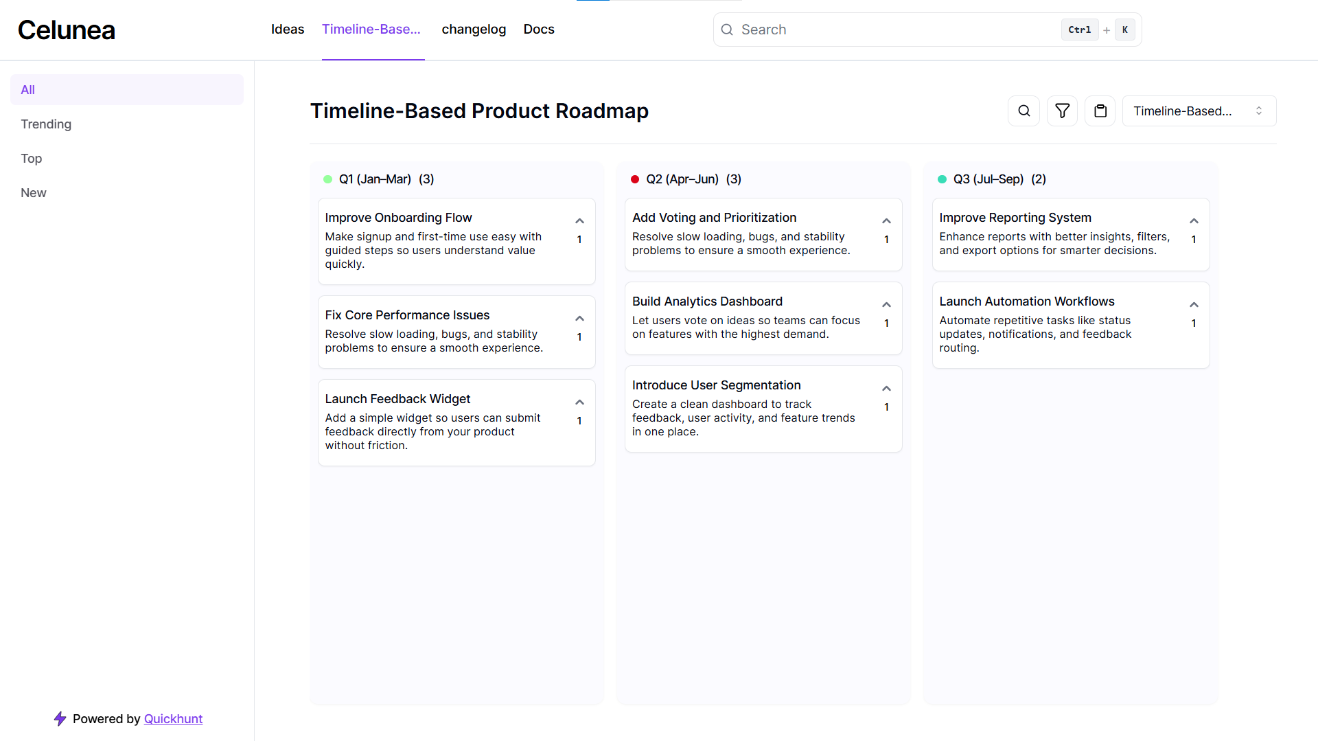 Timeline-Based Product Roadmap Example