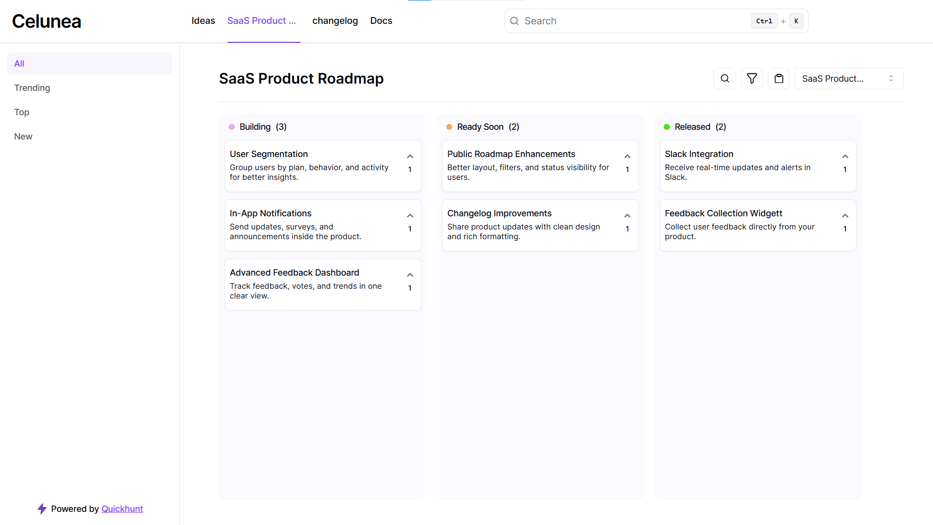 SaaS Product Roadmap Example
