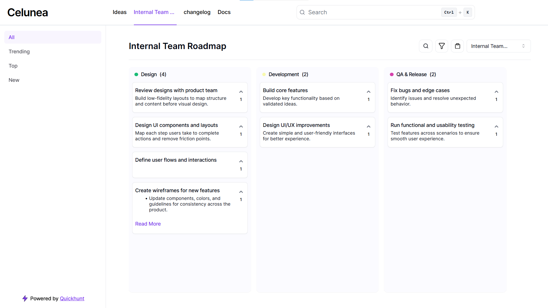 Internal Team Roadmap Example