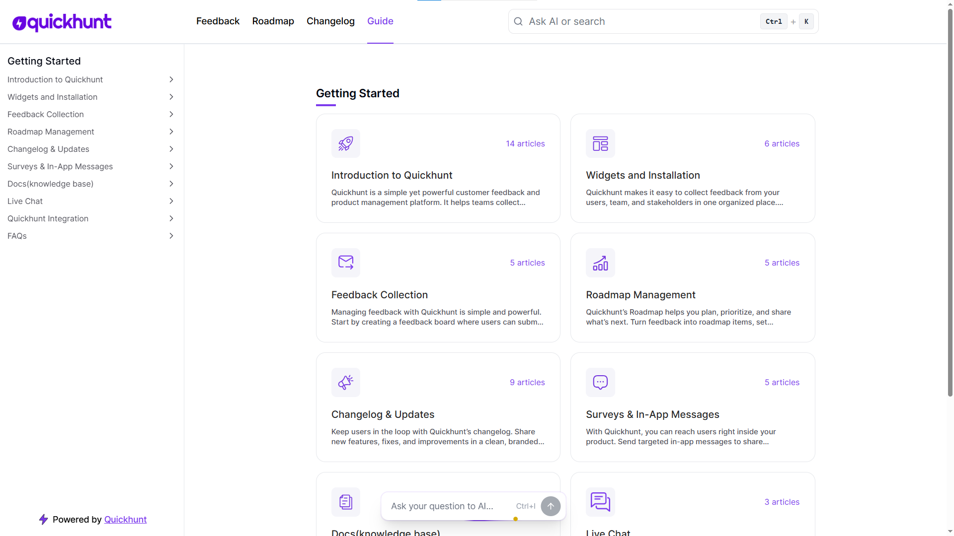 Quickhunt Knowledge Base Example