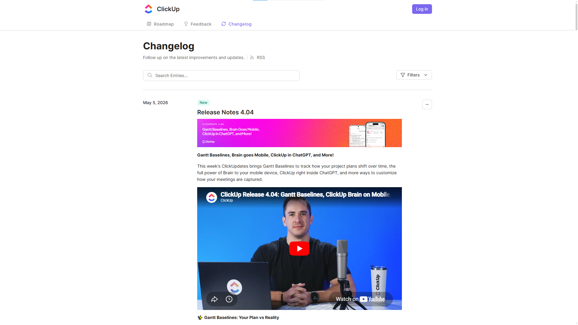 ClickUp changelog examples