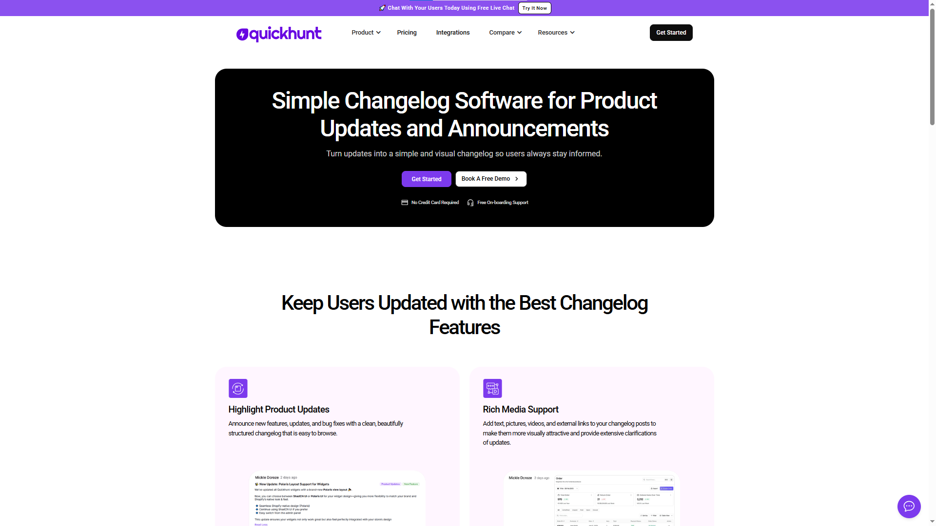 quickhunt the best changelog tool