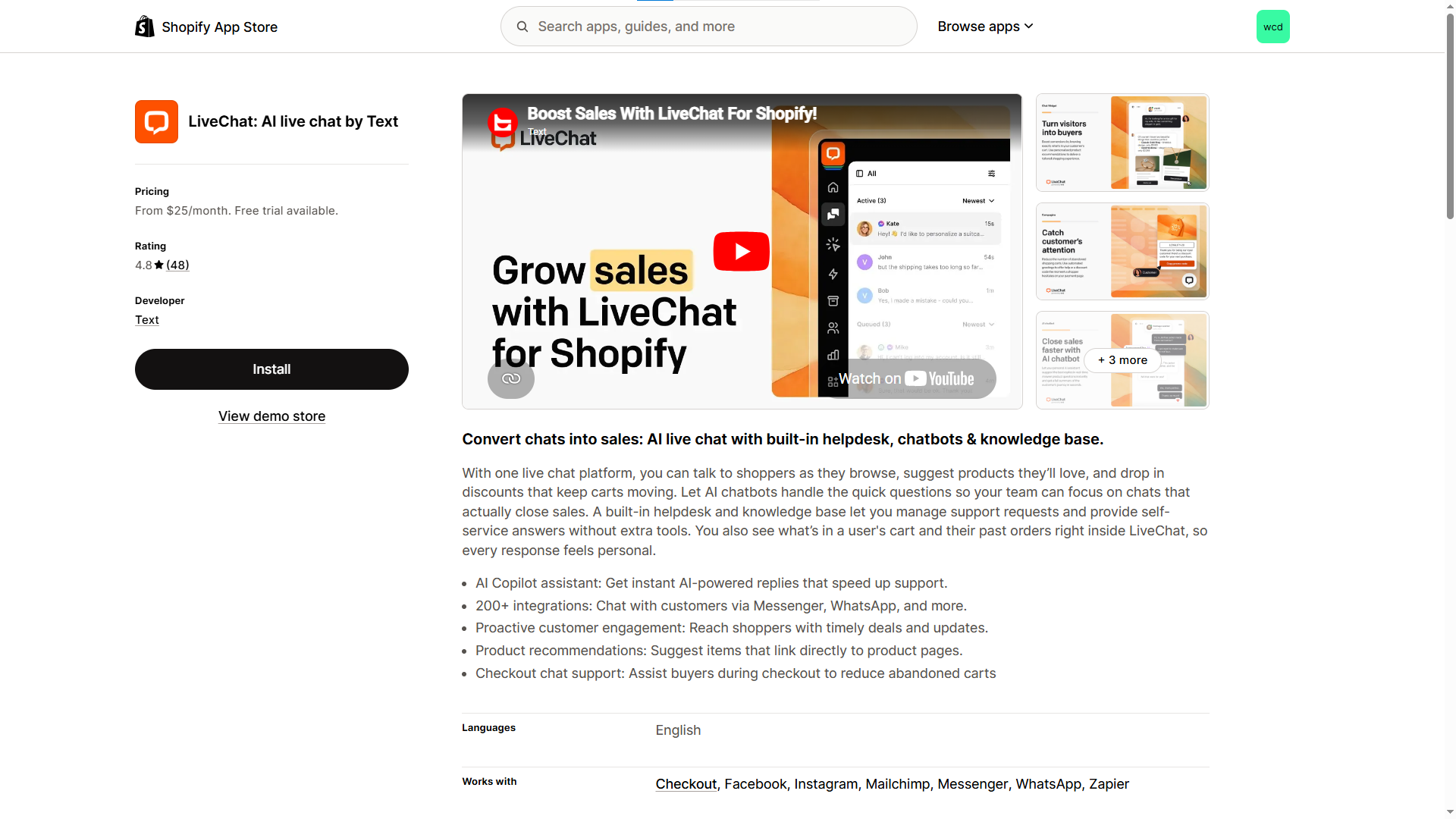 LiveChat shopify live chat app